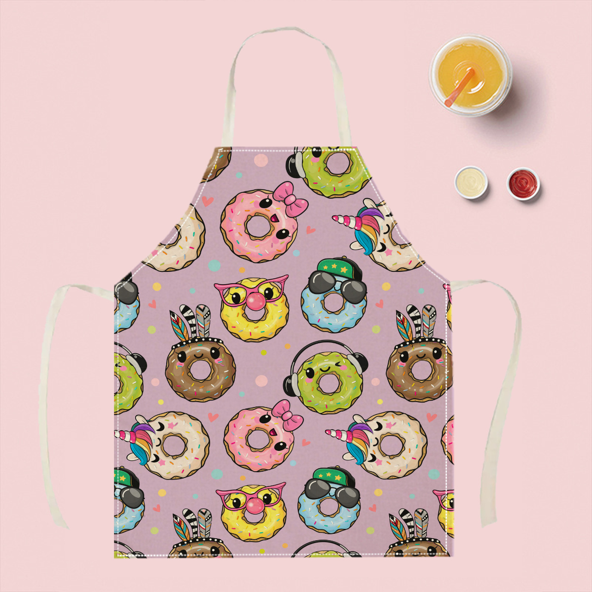 Kitchen Baking Ideas - 1 Stück Niedliche Cartoon-Donut-Schürze Lustige Küchen-Backschürze