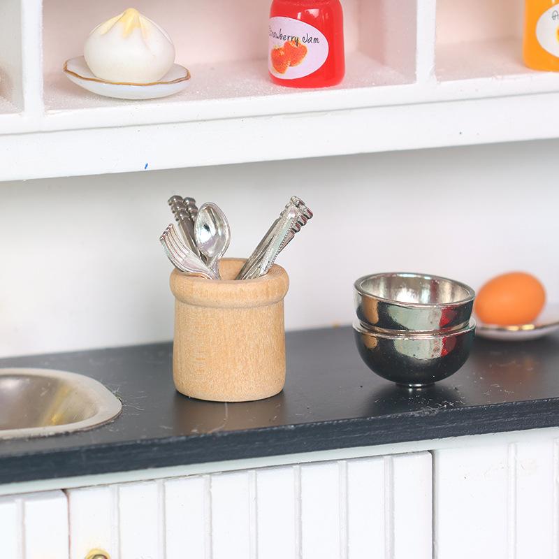 Kitchen Utensils - Miniatur-Küchenutensilien-Set im Maßstab 1:12, Puppenhaus-Kochgeschirr, Puppenhaus-Küchendekoration,