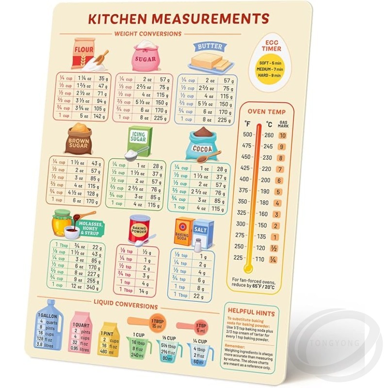 Kitchen Baking Conversion Chart - Küchenumbau-Diagramm, magnetisch, metrisch, Kochdiagramm, niedliches Backzubehör,
