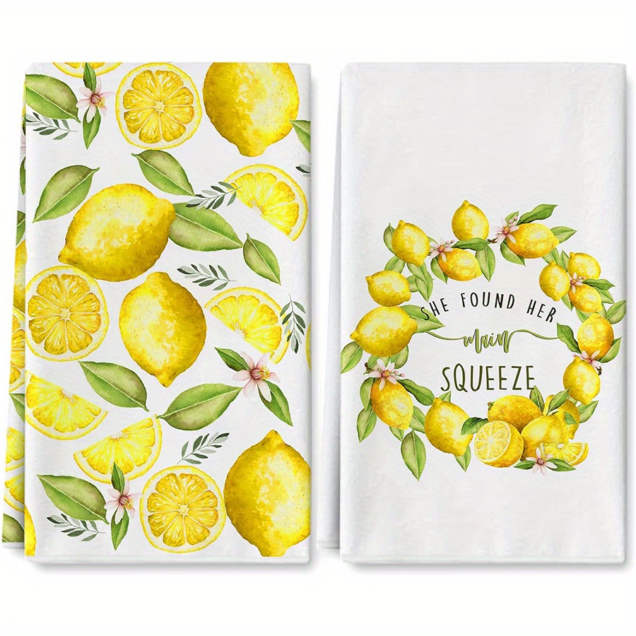 Kitchen Baking Cloth - 2 Stück, Küchentücher mit Zitronenmuster, 40