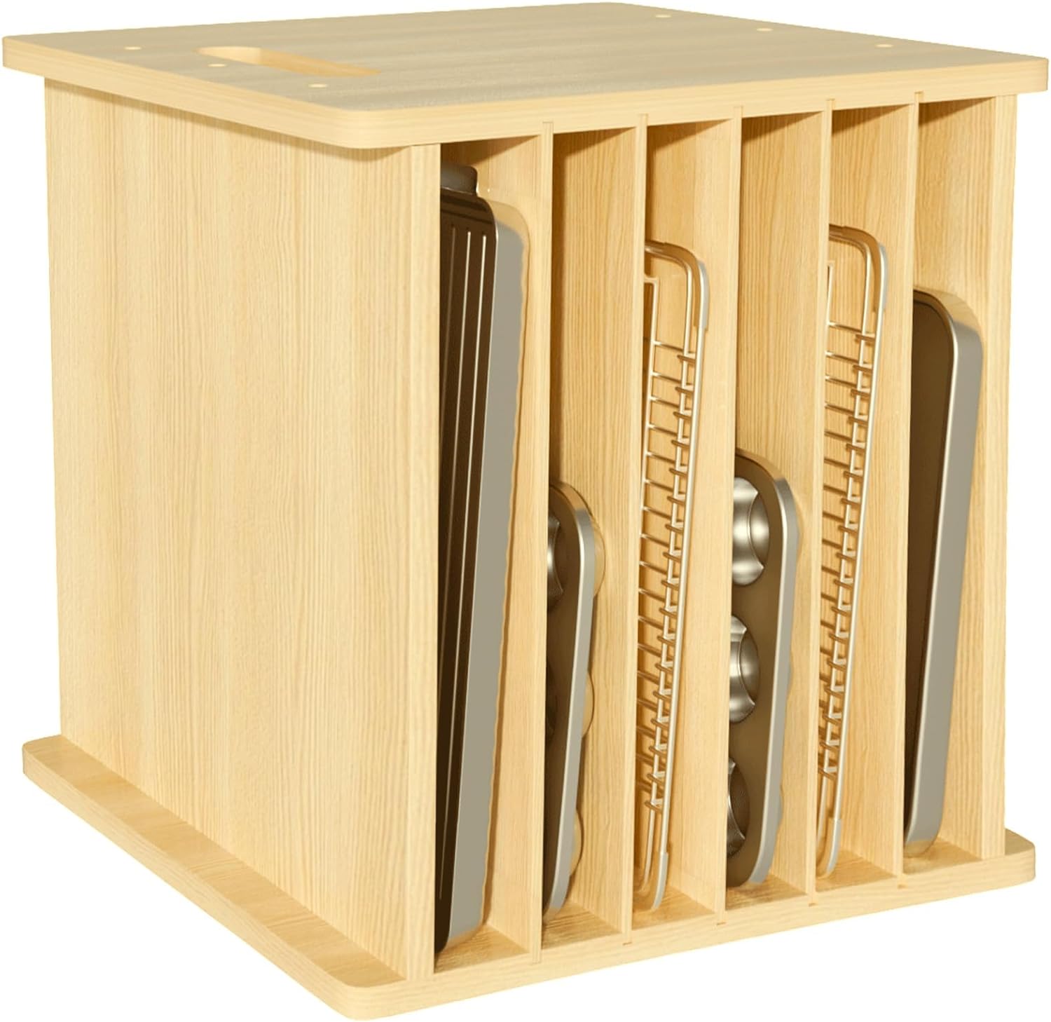 Kitchen Cabinet Baking Sheet Organizer - Holz-Backblech-Organizer, vertikales Keksbrett, Topf- und Pfannen-Aufbewahrungsregal,