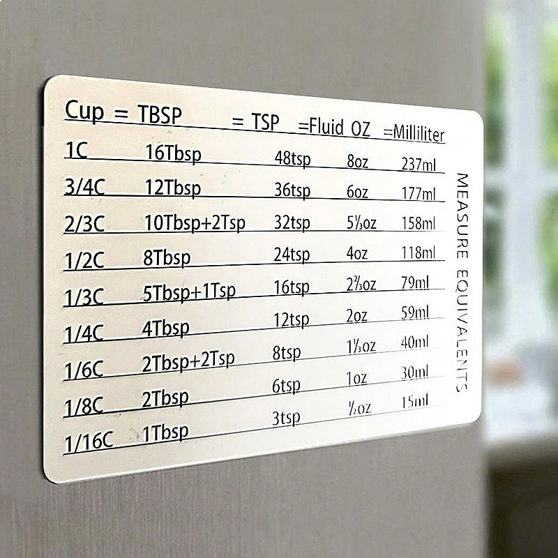 Kitchen Baking Conversion Chart - Magnetische Mess- und Umrechnungstabelle für die