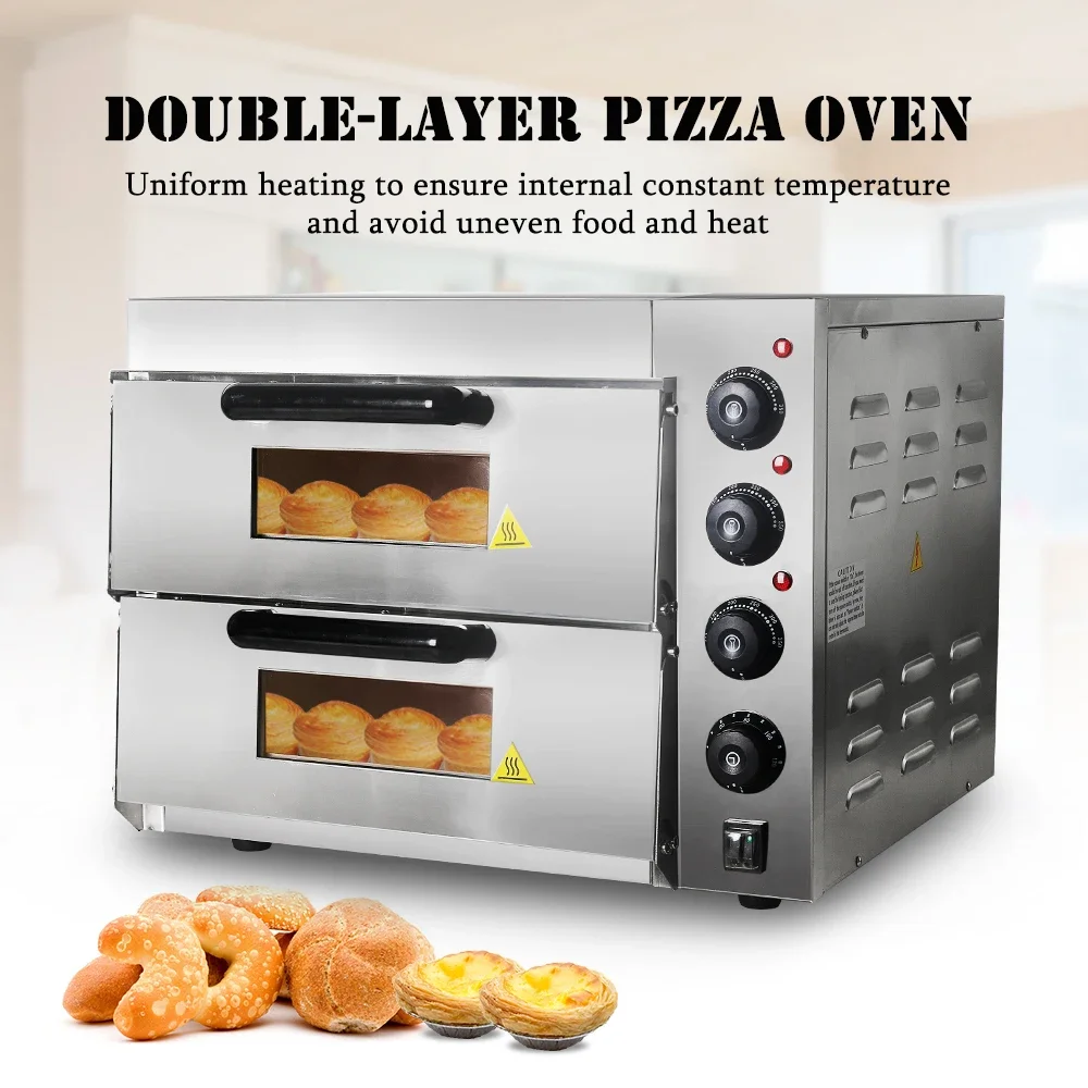 Commercial Kitchen Baking Oven - HomeWise Kommerzielle Doppelschicht-Backofenmaschine, elektrische Küche, Edelstahl,