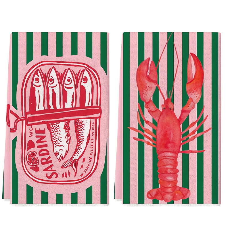 Kitchen Baking Cloth - 2 Stück, amerikanische Retro-Küchentücher im gestreiften