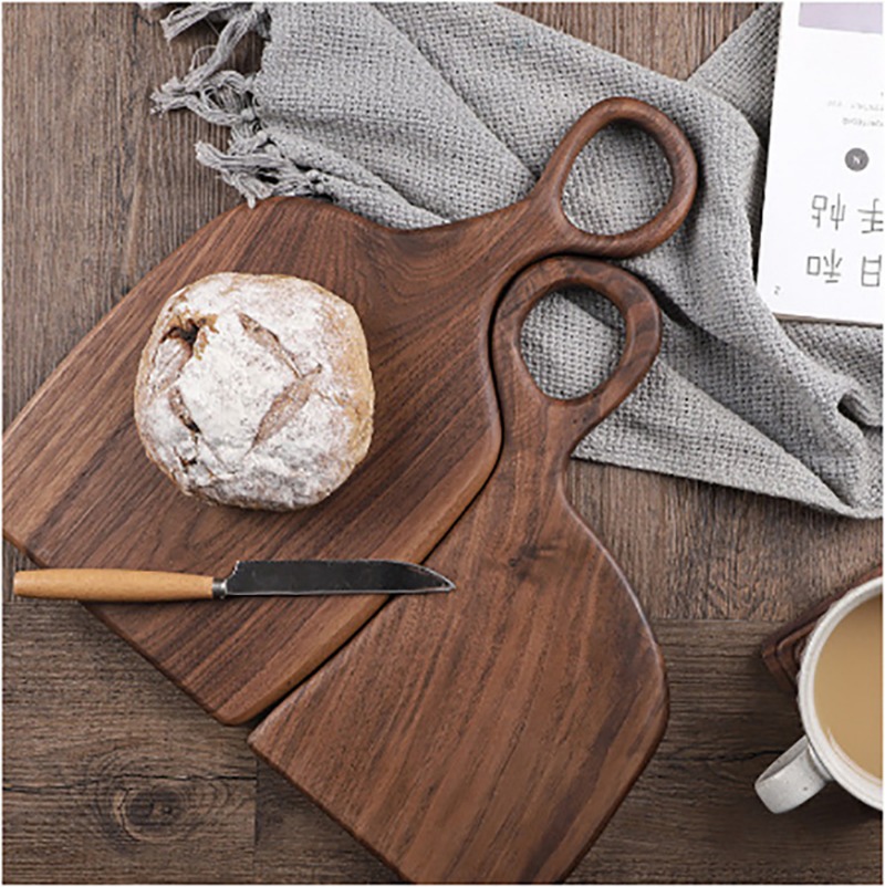 Kitchen Utensils - Solide Schneidebretter aus schwarzem Walnussholz, Holztablett,
