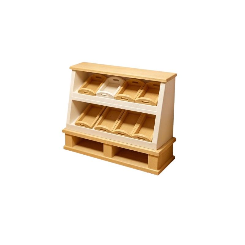 Kitchen Baking Cabinet - 1 Stück 1:12 Puppenhaus-Kuchenschrank-Aufbewahrungsregal-Modell mit Mini-Brotständer