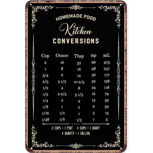 Rustikales Blechschild, Dekora – Kitchen Baking Conversion Chart Bewertung und Preis