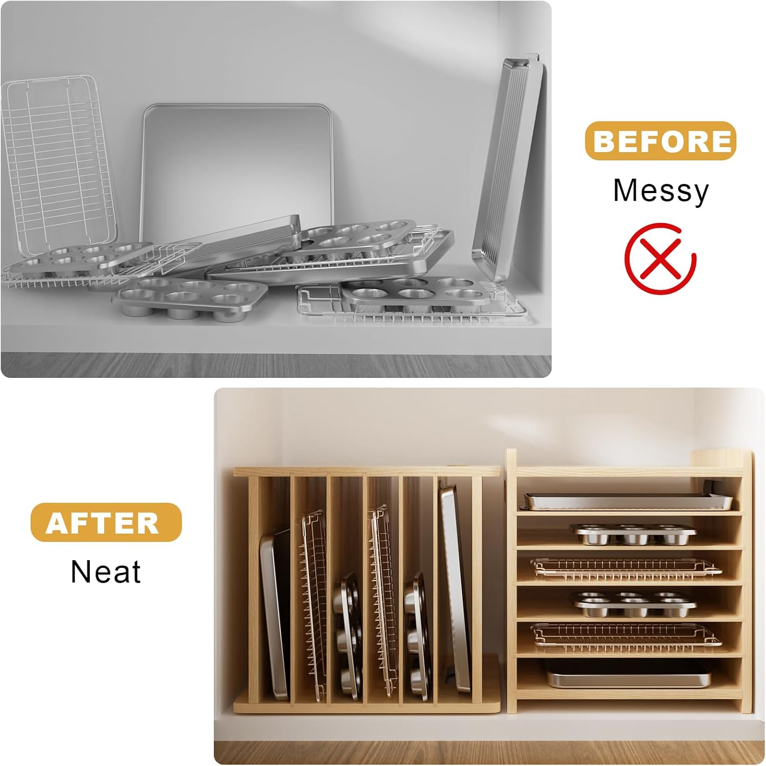 Holz-Backblech-Organizer, vert – Kitchen Cabinet Baking Sheet Organizer Bewertung und Preis