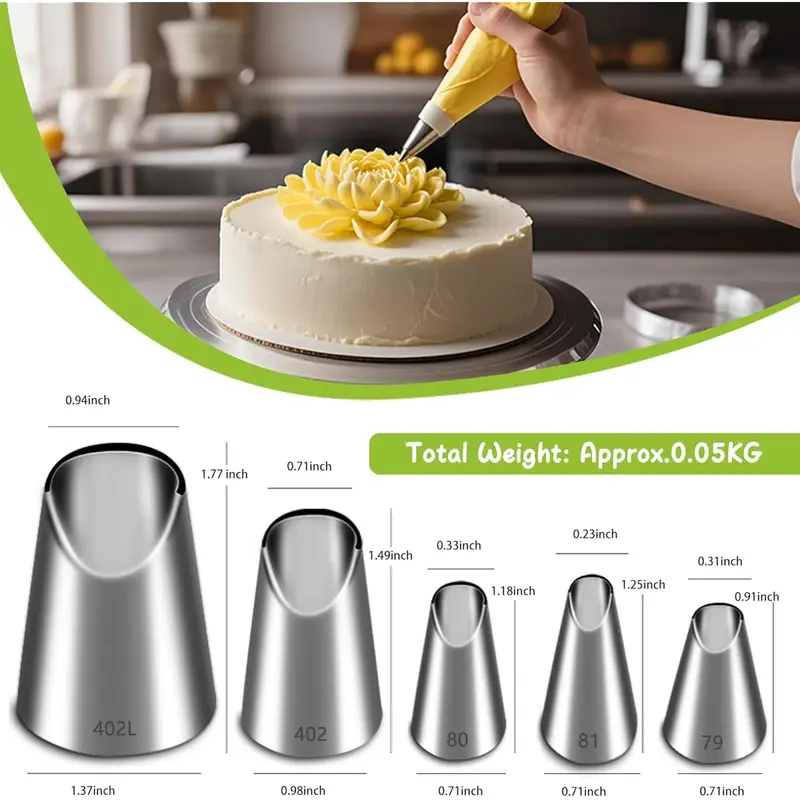 5-teiliges Edelstahl-Spritzdüs – Kitchen Baking Store Bewertung und Preis