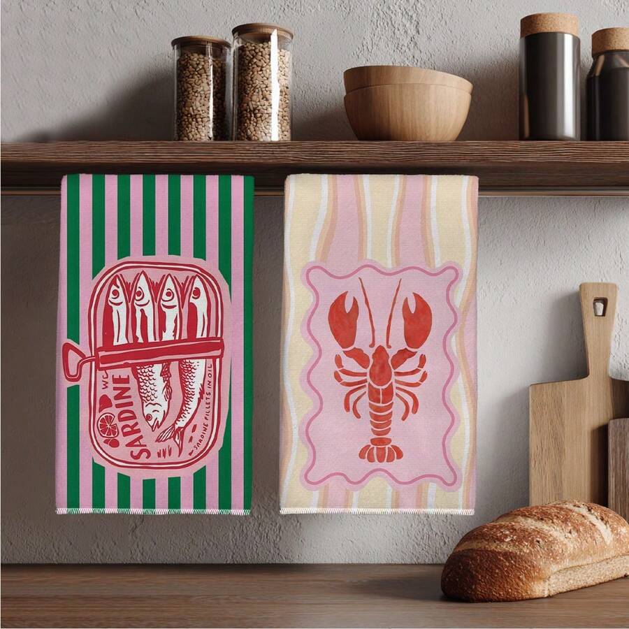 2 Stück, rosa und grün gestrei – Kitchen Baking Cloth Bewertung und Preis